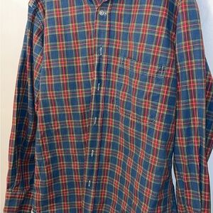 Banana Republic Men's Blue and Red Plaid Shirt